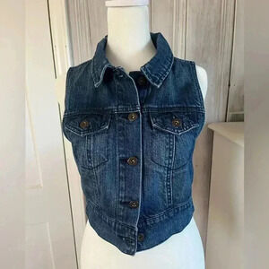 y2k forever 21 Denim waistcoat vest Western Boho Cottage Core coastal cowgirl XS